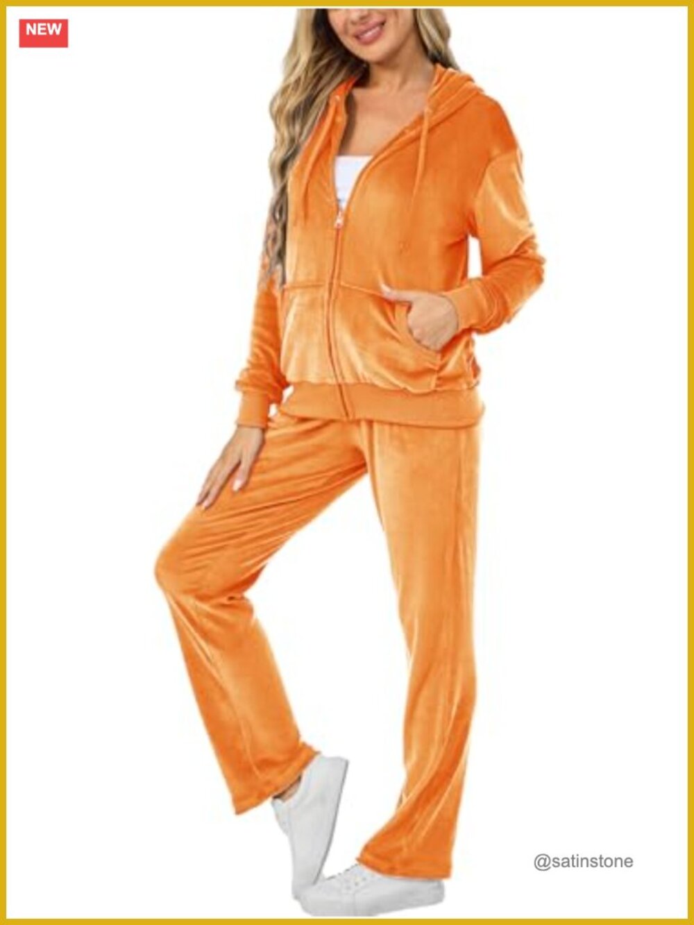 Velour Track Suit Set 2 Piece Zip Hoodie Jogger Sweatsuit Women
